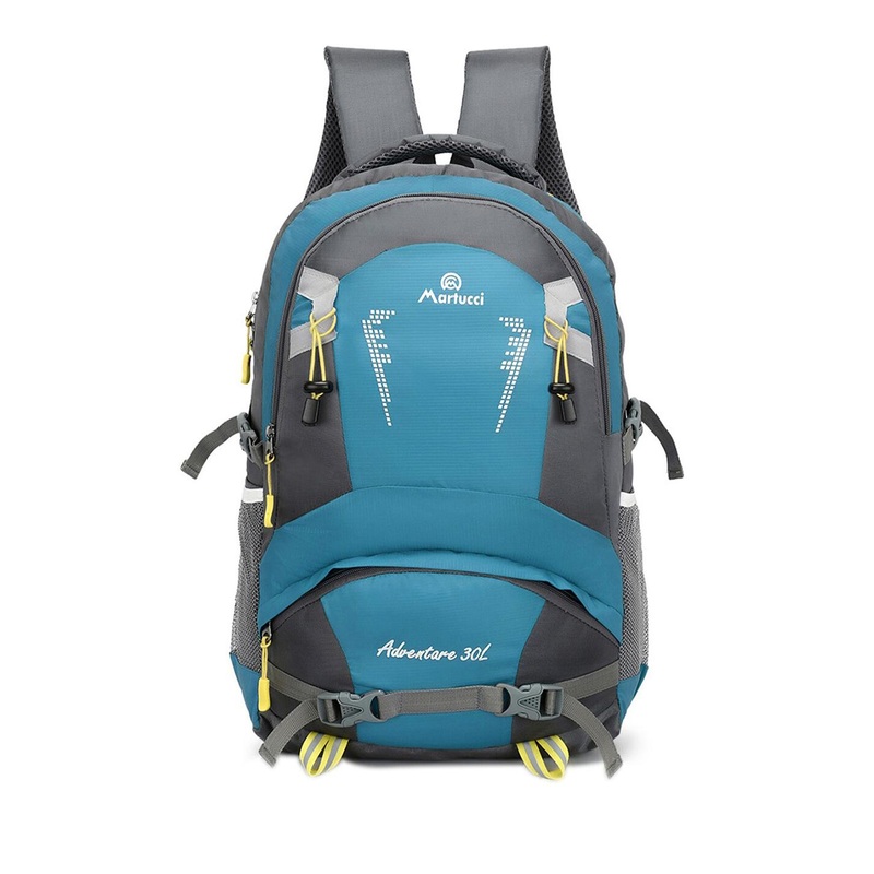 Martucci Unisex Teal & Grey Colourblocked Backpack with Reflective Strip