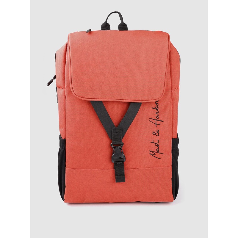 Mast & Harbour Unisex Rust Orange Solid Backpack 21.1 L