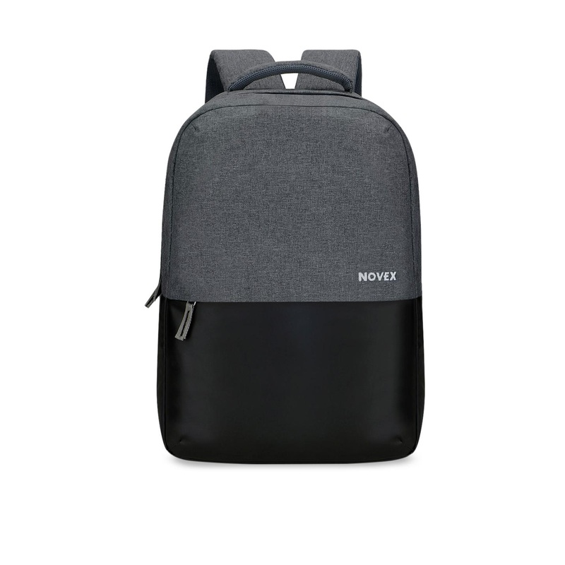 NOVEX Unisex Grey & Black Colorblocked Casual Laptop Backpack