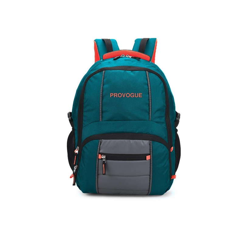 Provogue Adult Sea Green & Orange Brand Logo Backpack with Reflective Strip 35 L