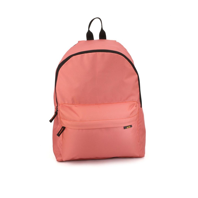 QIPS Unisex Peach & Black Solid Backpack