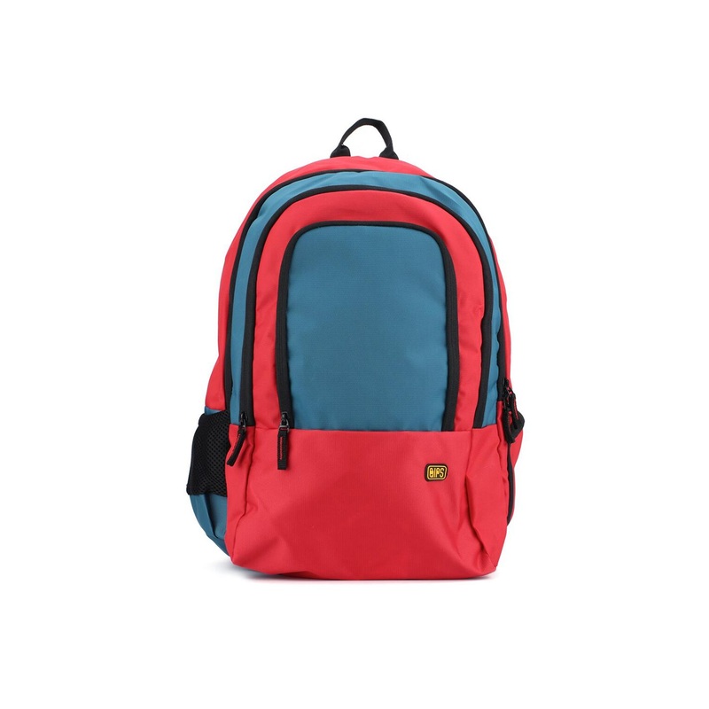 QIPS Unisex Red & Blue Colourblocked Backpack