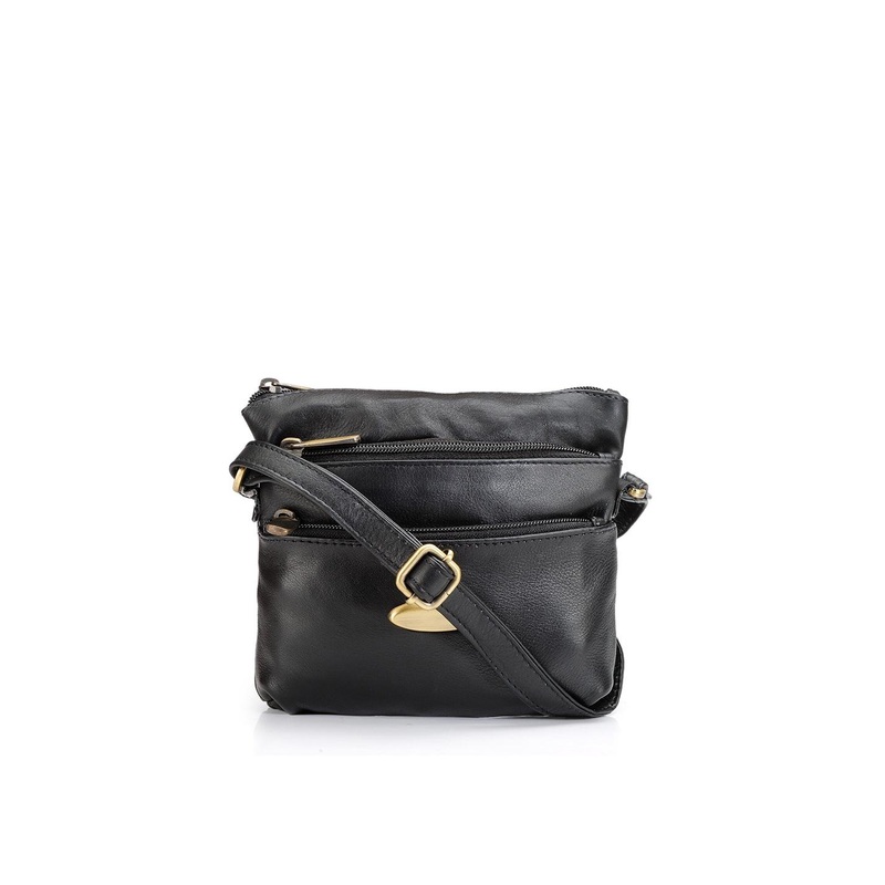 Teakwood Leathers Unisex Black Textured Messenger Bag