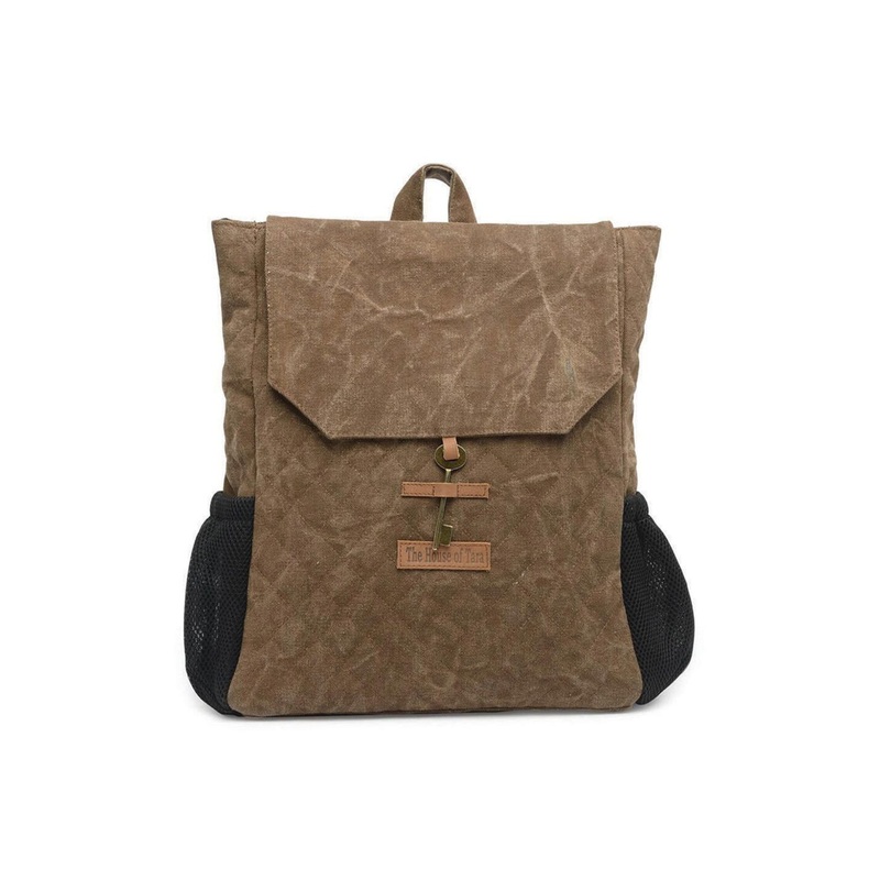 The House of Tara Unisex Coffee Brown & Black 15 Inch Laptop Backpack