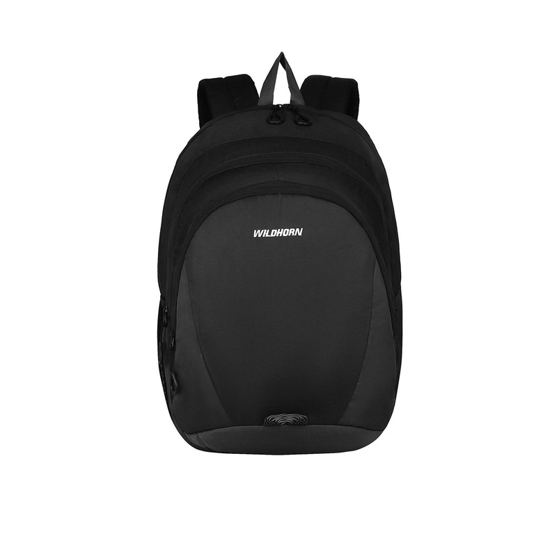 WildHorn Unisex Black Colourblocked Backpack with Compression Straps