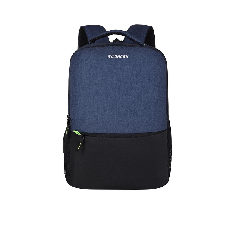 WildHorn Unisex Blue & Black Colourblocked Laptop Backpack with Compression Straps