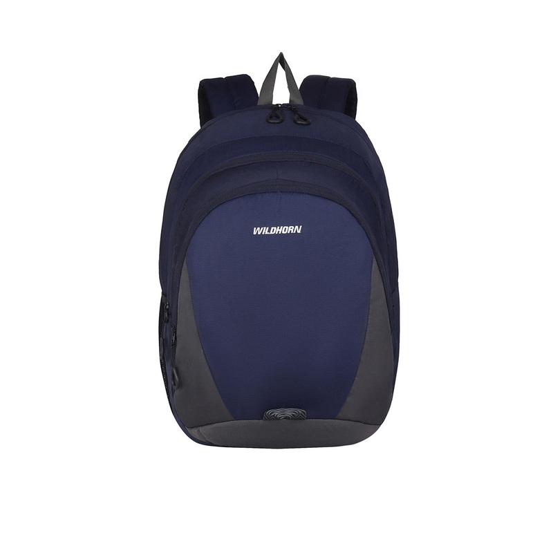 WildHorn Unisex Blue & Grey Backpack with Compression Straps