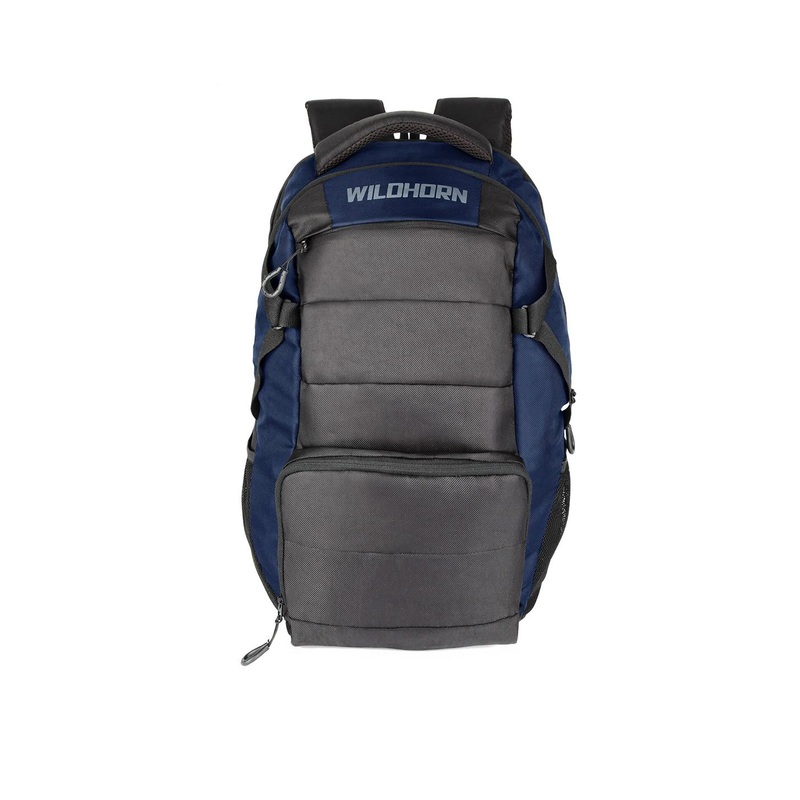 WildHorn Unisex Blue & Grey Colourblocked Laptop Backpack