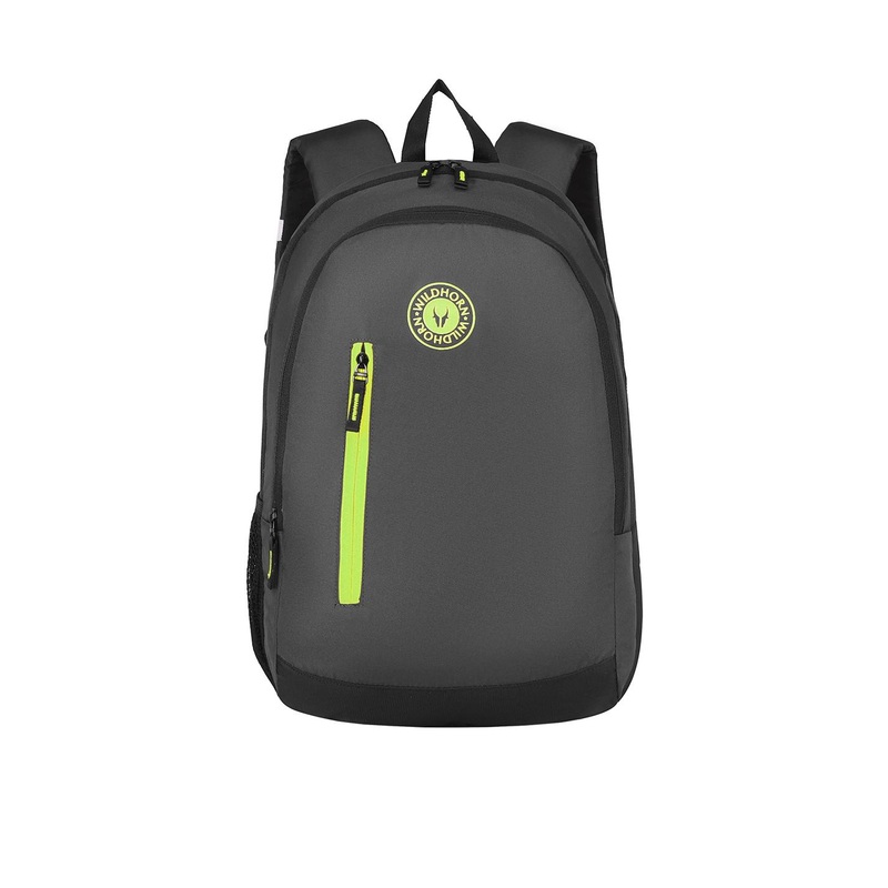 WildHorn Unisex Grey & Black Laptop Backpack with Compression Straps