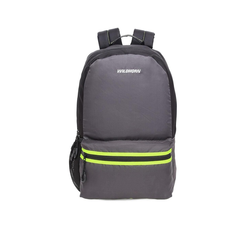 WildHorn Unisex Grey Colourblocked Backpack with Compression Straps