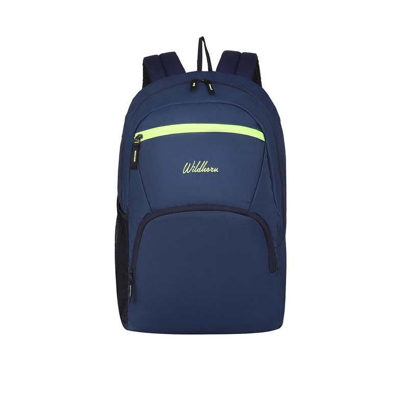 WildHorn Unisex Navy Blue & Black Backpack with Compression Straps