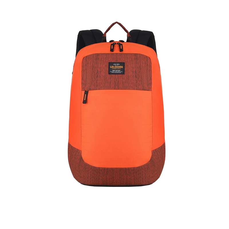 WildHorn Unisex Orange & Black Backpack with Compression Straps