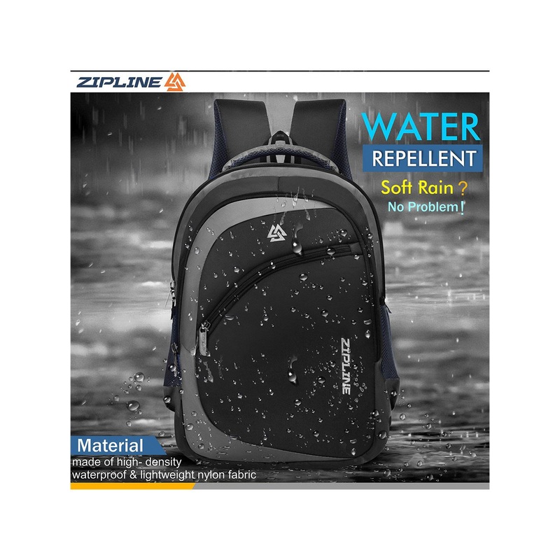 ZIPLINE Unisex Black & Grey Solid  Backpack