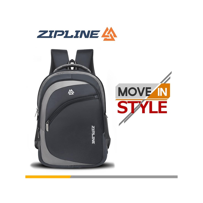 ZIPLINE Unisex Grey & Black Casual Backpack