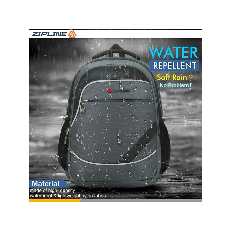 ZIPLINE Unisex Grey & Black Light Weight 14 Inch Backpack