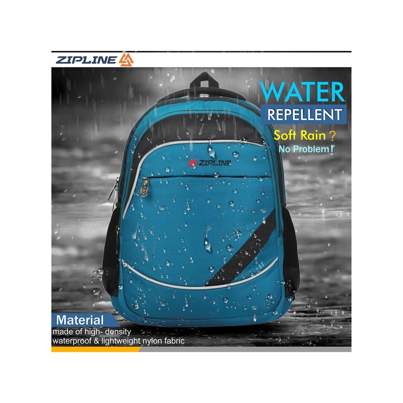 ZIPLINE Unisex Turquoise Blue & Black Colourblocked Contrast Detail Backpack