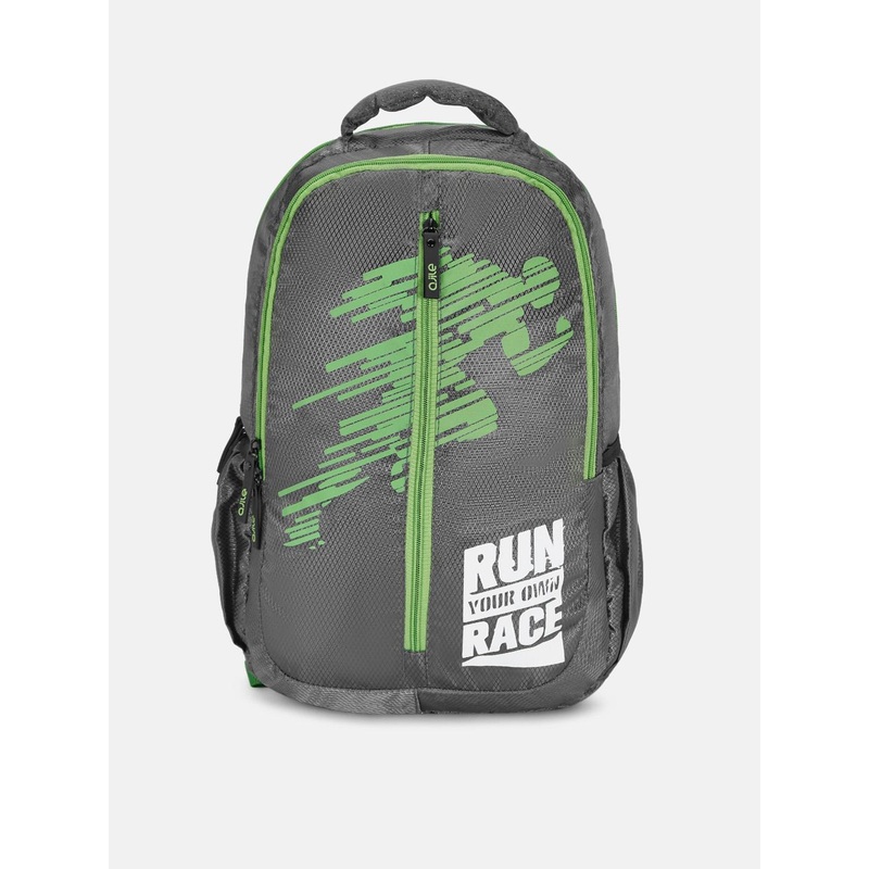 Ajile by Pantaloons Men Grey & Green Graphic Backpack