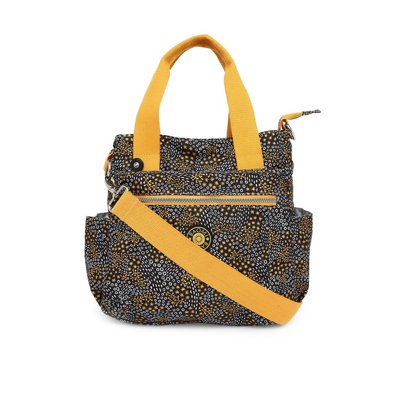 BAOMI Black Animal Printed Half Moon Hobo Bag