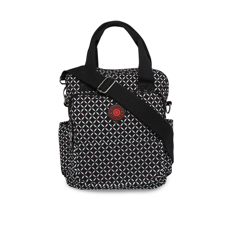 BAOMI Black Geometric Printed Shopper Handheld Bag