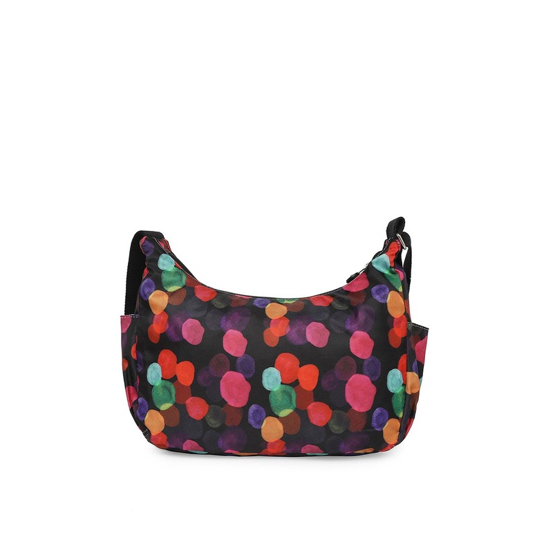BAOMI Black Geometric Printed Structured Sling Bag