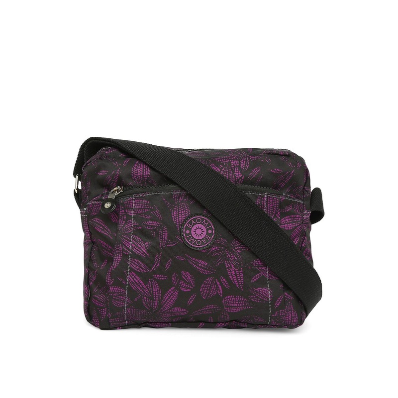 BAOMI Black Printed Structured Sling Bag