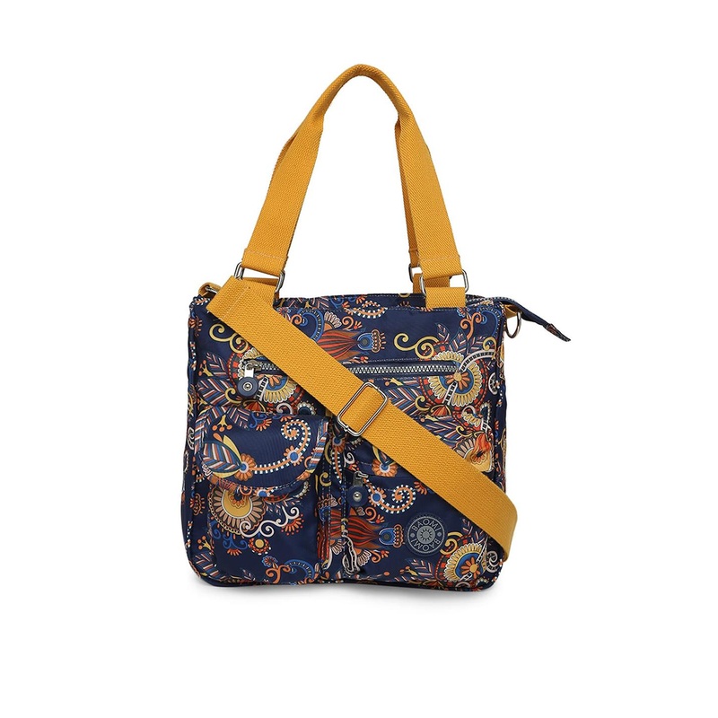BAOMI Blue Ethnic Motifs Printed Structured Tote Bag