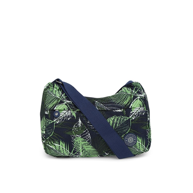 BAOMI Blue Printed Half Moon Hobo Bag