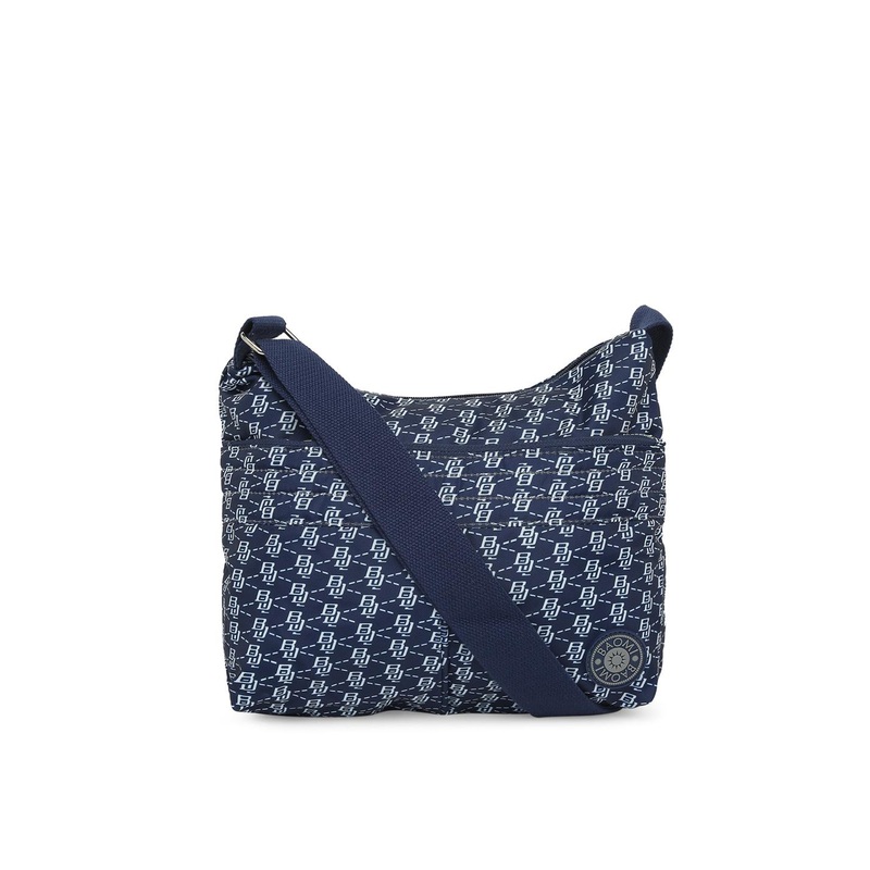 BAOMI Blue Printed Oversized Half Moon Tote Bag
