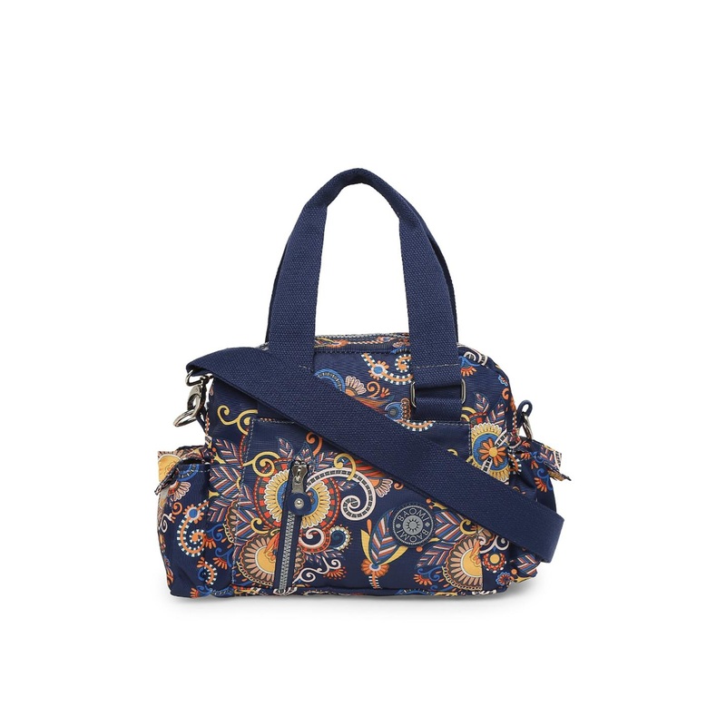 BAOMI Navy Blue & Beige Printed Nylon Messenger Bag