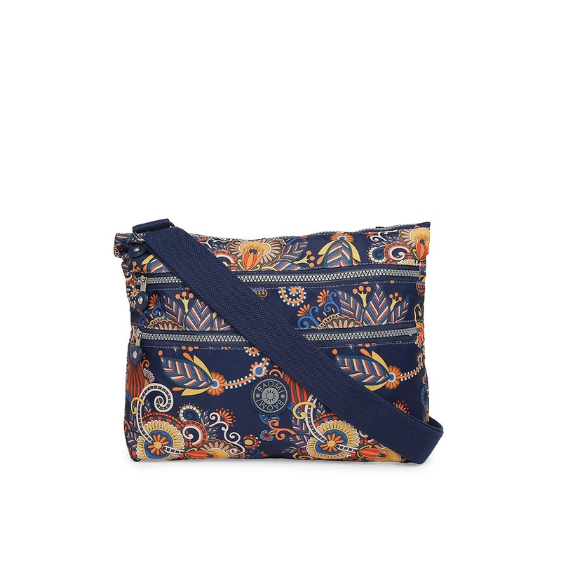 BAOMI Navy Blue Ethnic Motifs Printed Structured Sling Bag