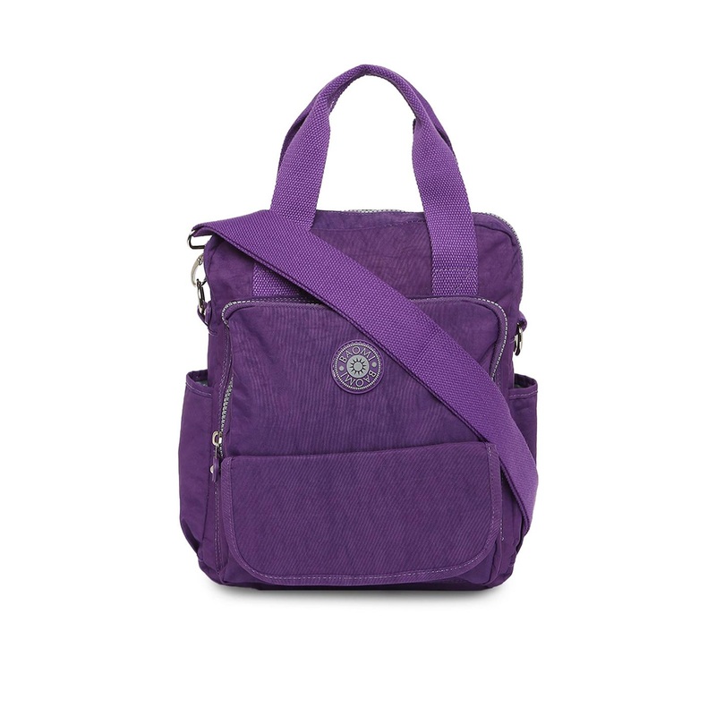 BAOMI Purple Solid Nylon Messenger Bag