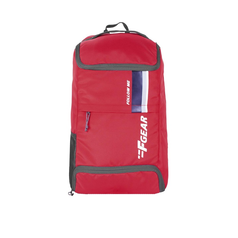 F Gear Unisex Red & Grey Typography Backpack