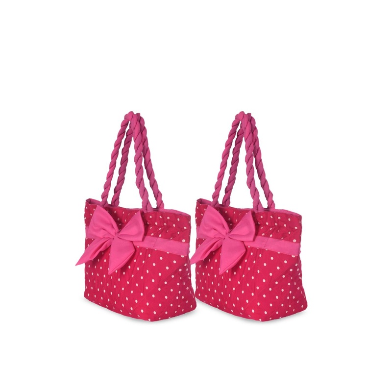 Kuber Industries Pack Of 2 Pink Structured Shoulder Bag with Bow Detail
