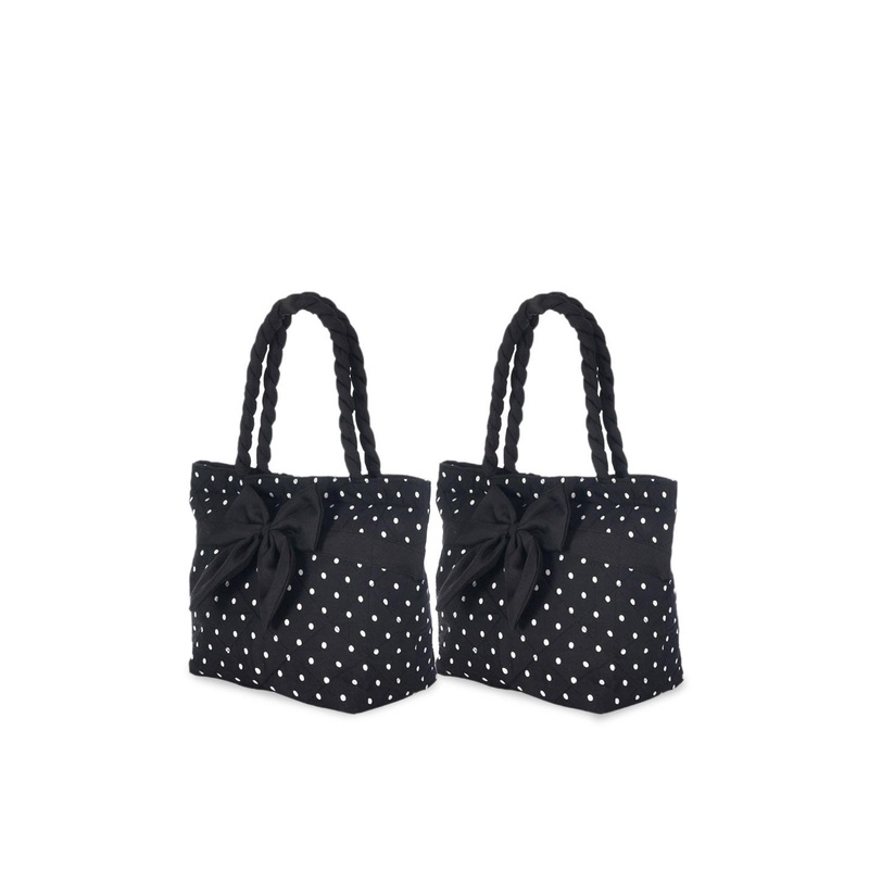 Kuber Industries Set of 2 Women Black Geometric Printed Bow Detail Swagger Shoulder Bag