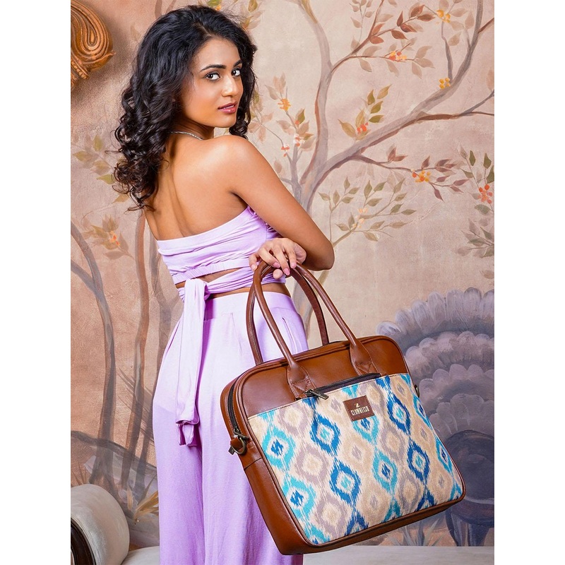 THE CLOWNFISH Deborah Unisex Grey and Blue Printed Messenger Bag