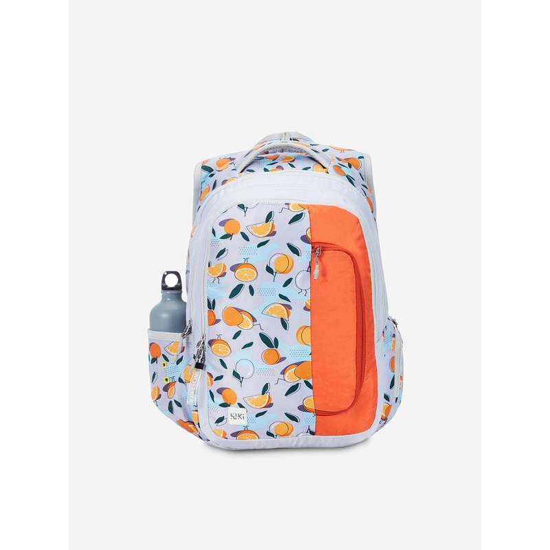 Wildcraft Grey & Orange Graphic Printed WIKI GIRL 4 Backpack