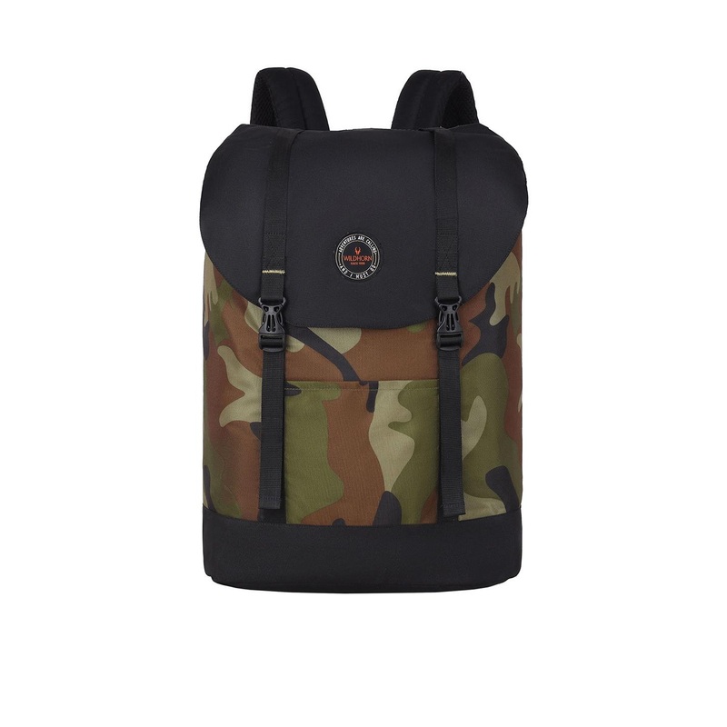WildHorn Unisex Black & Brown Camouflage Rucksack for Multi-Day Hiking,Traveling Backpack