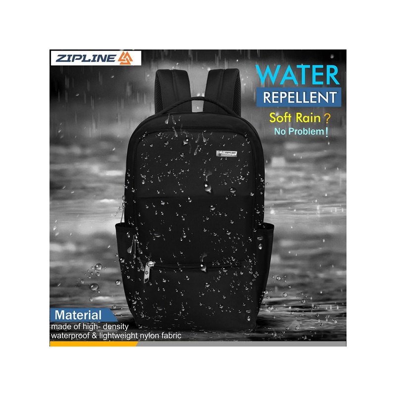 ZIPLINE Unisex Black Laptop Backpack