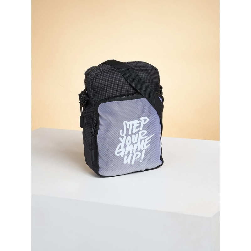 Ajile by Pantaloons Men Typography Printed Cotton Messenger Bag