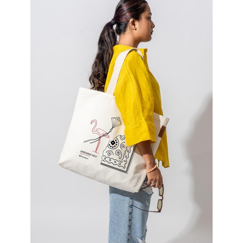 DailyObjects Ahmedabad City Printed Shopper Cotton Tote Bag