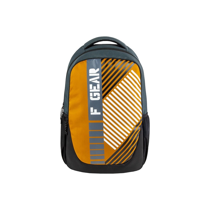 F Gear Unisex Gold-Toned & Black Graphic Contrast Detail Backpack