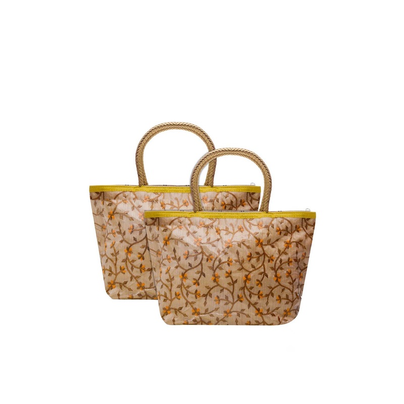 Kuber Industries Pack Of 2 Floral Embroidered Structured Shoulder Bag