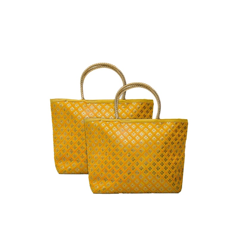 Kuber Industries Set Of 2 Ethnic Motifs embroidered Oversized Structured Handheld Bag