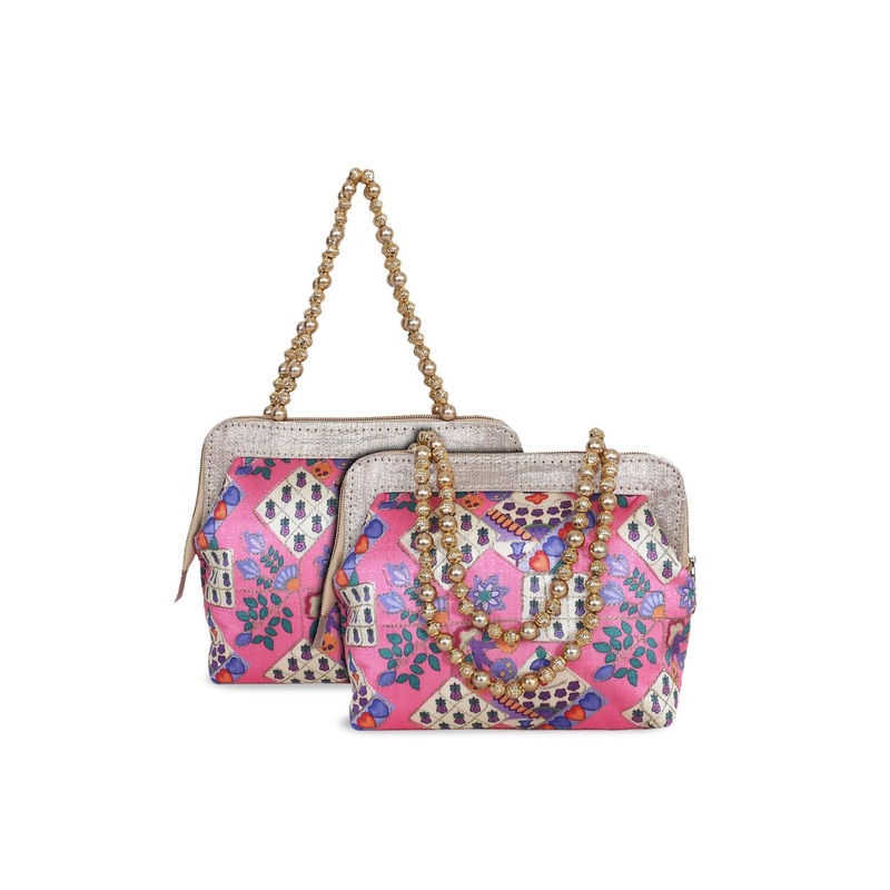 Kuber Industries  Set of 2 Floral Printed Handheld Bags
