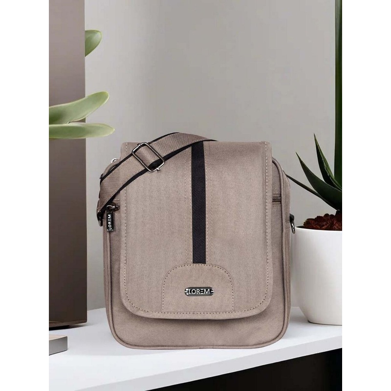 LOREM PVC Coated Matty Fabric Cross Body Messenger Bag