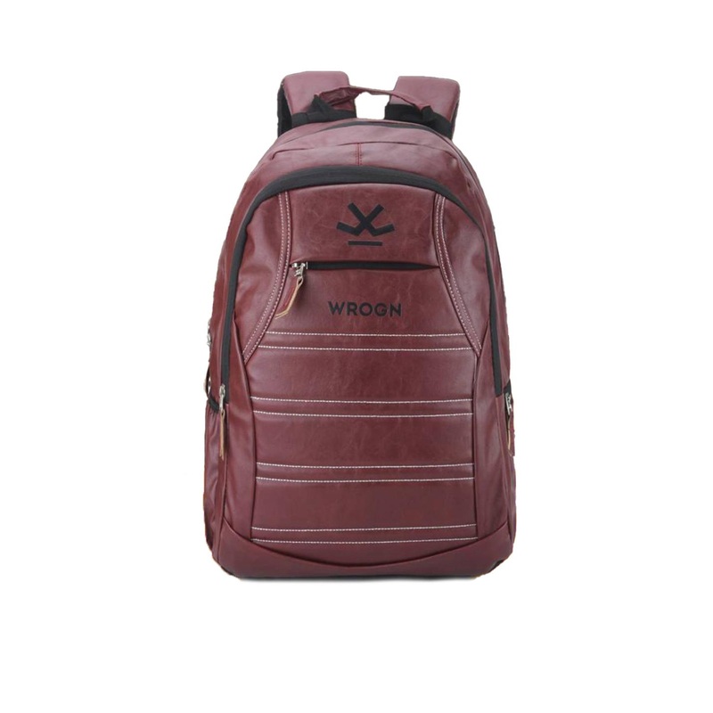 WROGN Printed Leather Reflective Strip Water Proof Large Backpack with Rain Cover 38 L