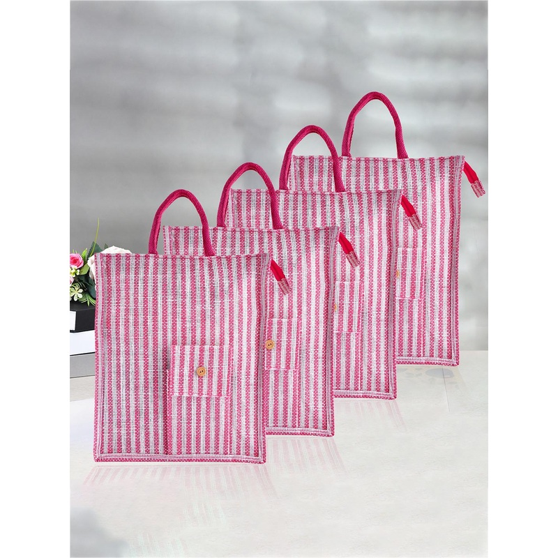Kuber Industries 4-Pcs Pink Printed Handheld Bags