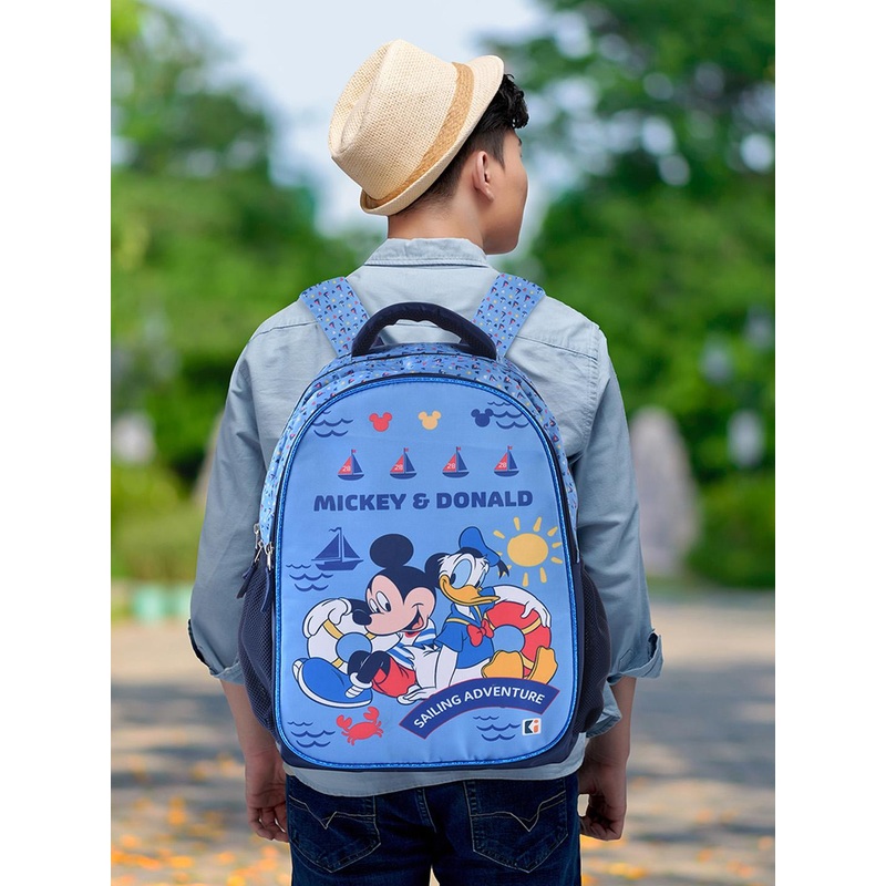 Kuber Industries Boys Disney Mickey Donald Blue Travel Backpack Schoolbag