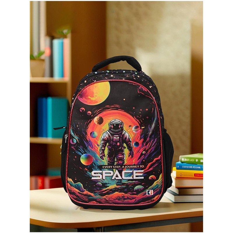 Kuber Industries Boys Disney Space astrology school bag for boys printed black