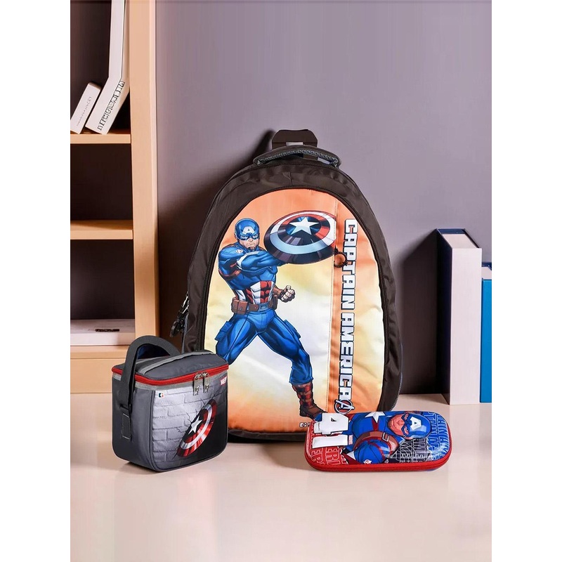 Kuber Industries Marvel Captain America Kids school kit  Schoolbag Lunch Bag Pencilbox